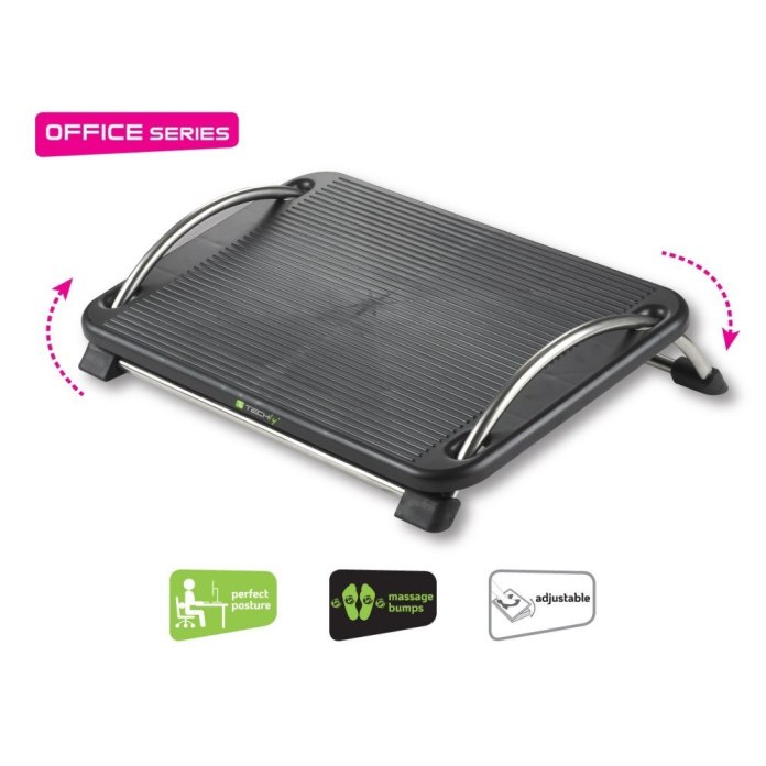 Regulowany podnóżek biurowy TECHly – schemat płynnej regulacji kąta nachylenia